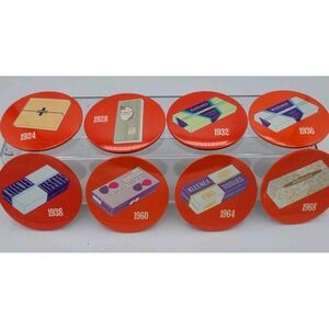 Lot of 8 KLEENEX TISSUES "Through The Years" Celluloid PIN BACK BUTTONS